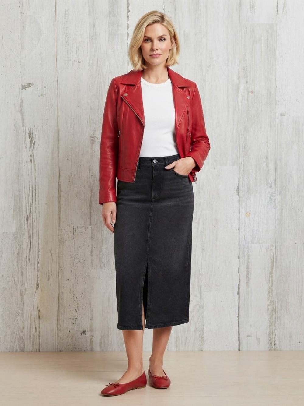 NWT LOFT Black Denim Midi Skirt Size 2 Split Front Cotton Blend Casual Chic
